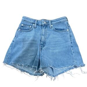 Weekday Light Blue Frayed Jean Shorts